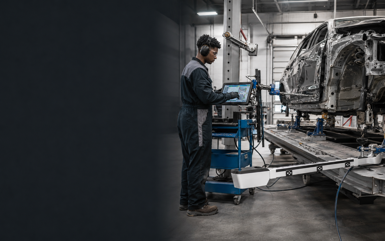 Auto Body and Collision Damage Repairer working safely in a representative workplace