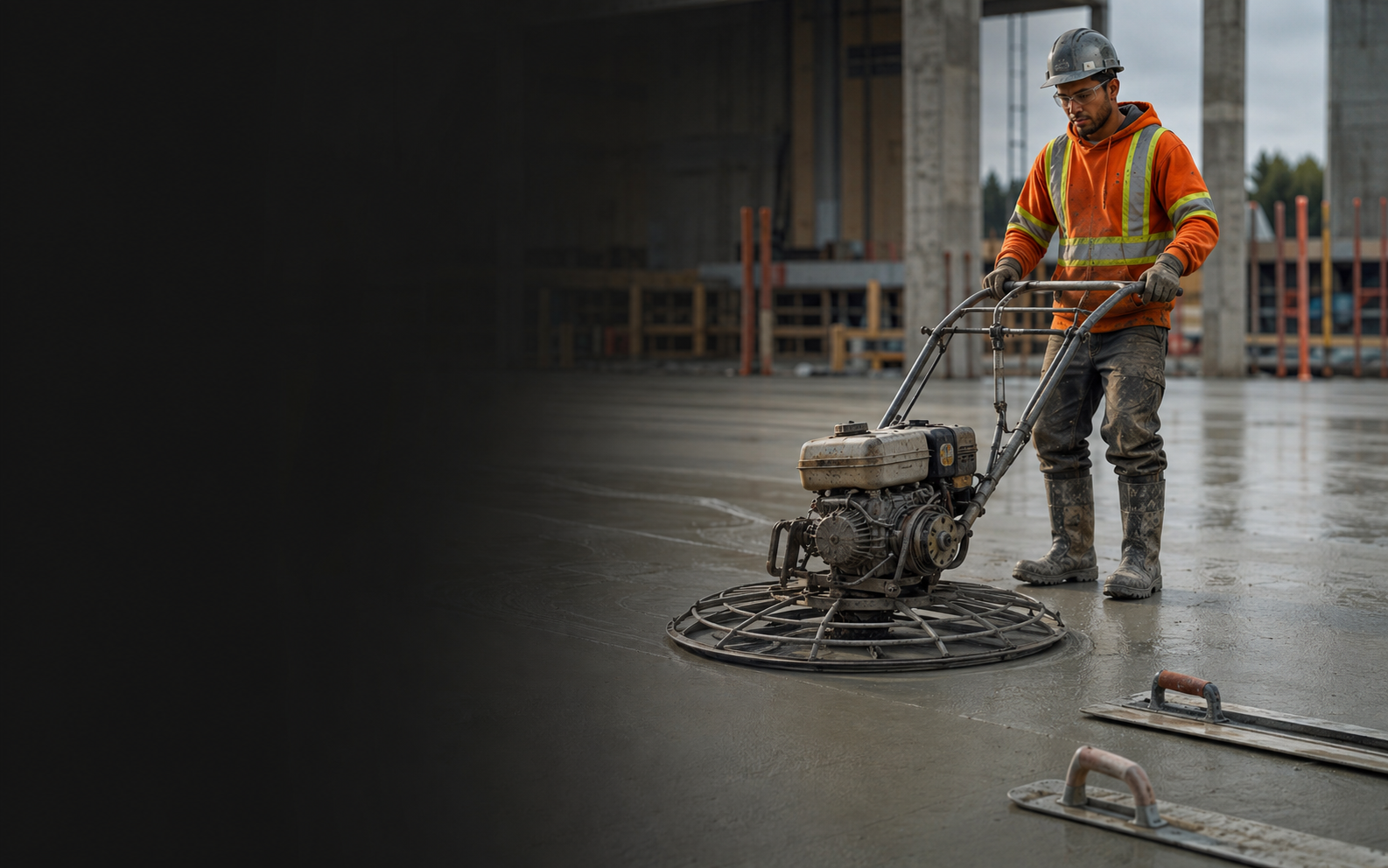Cement (Concrete) Finisher working safely in a representative workplace
