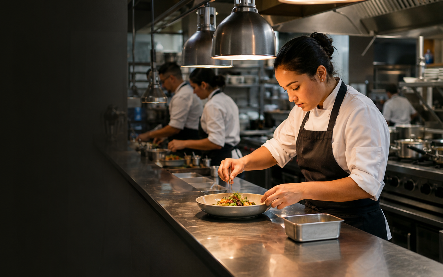 Chef working safely in a representative workplace