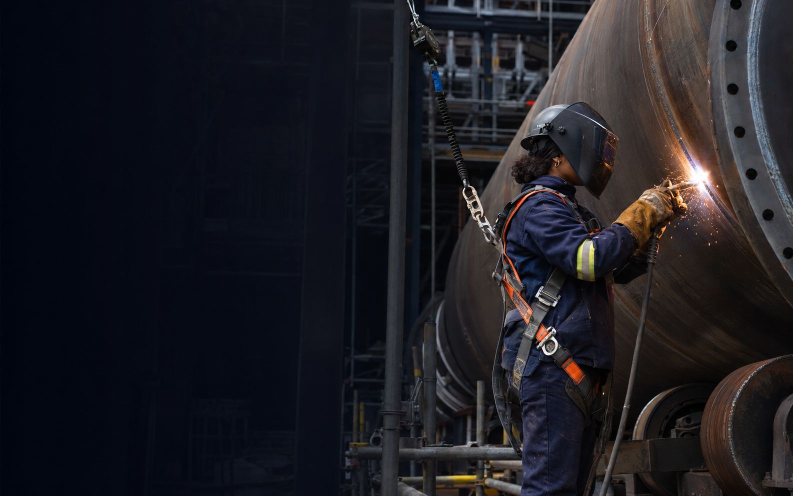 Construction Boilermaker working safely in a representative workplace