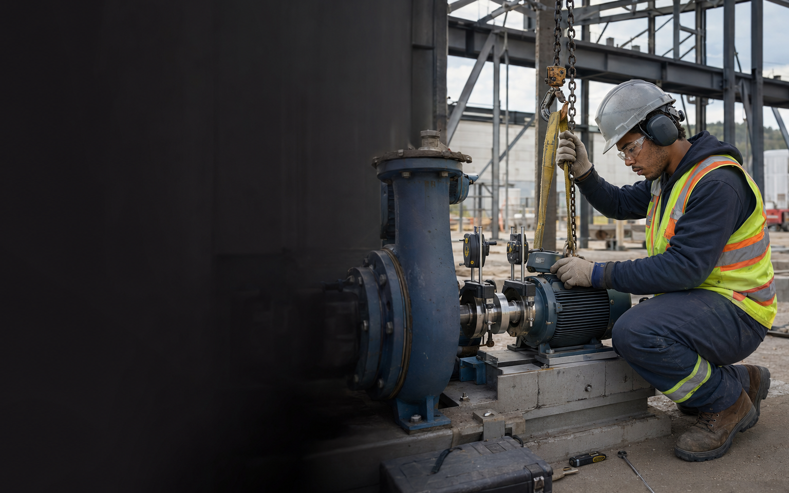 Construction Millwright working safely in a representative workplace