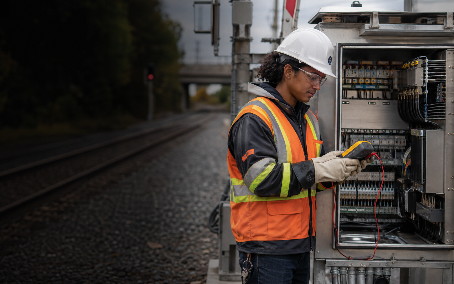 Electrician (Signal Maintenance) working safely in a representative workplace