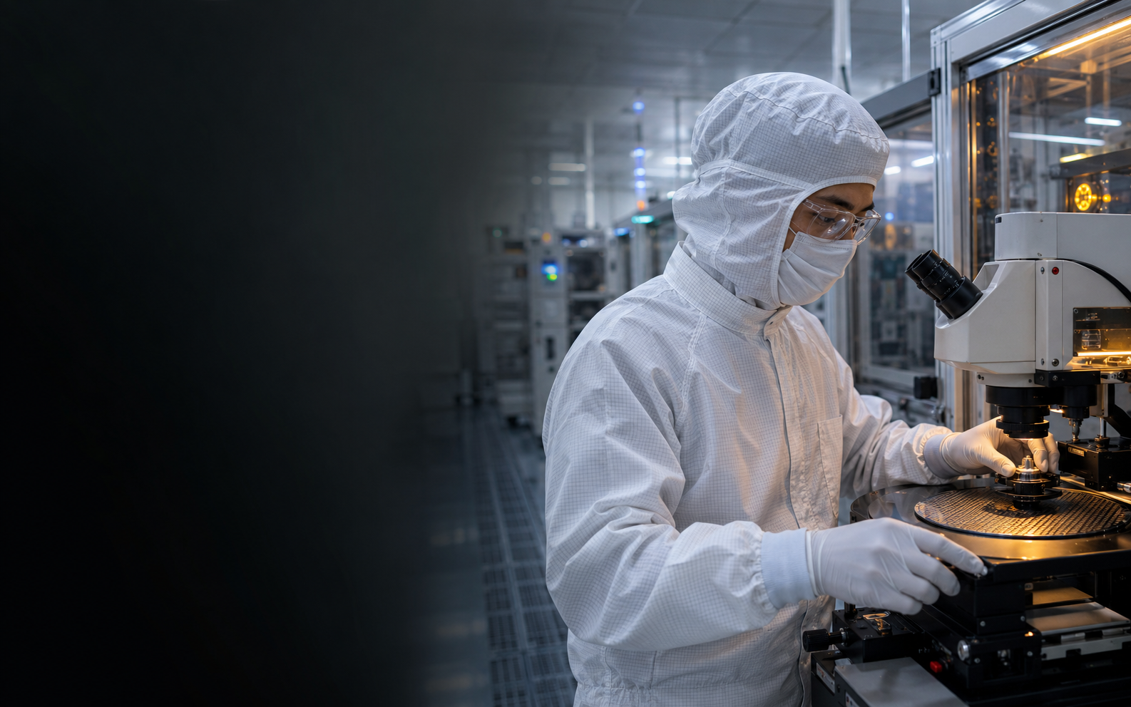 Micro Electronics Manufacturer working safely in a representative workplace