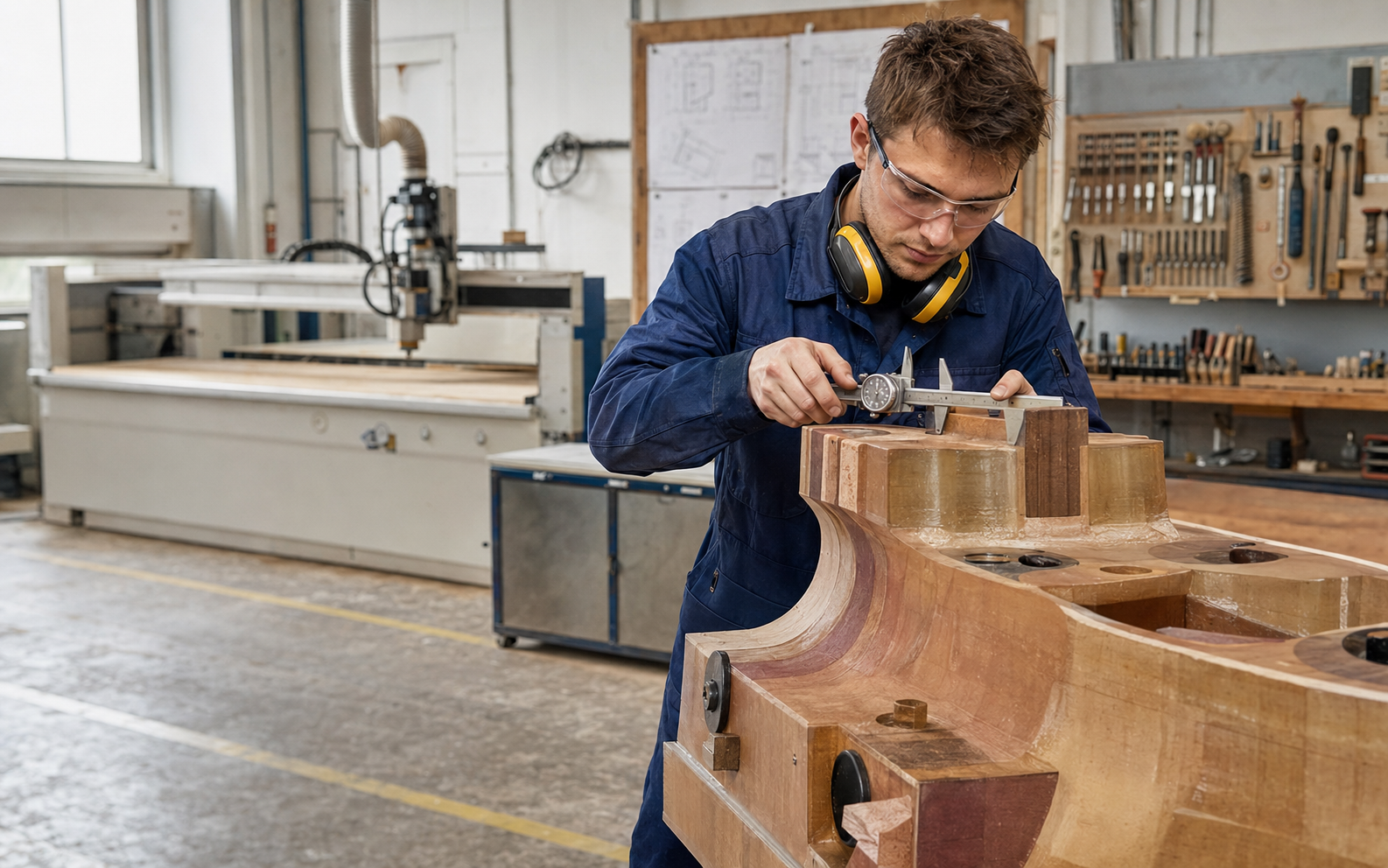 Pattern Maker working safely in a representative workplace