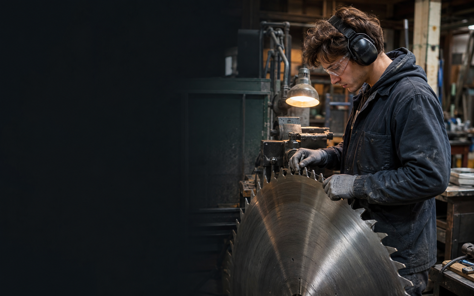Saw Filer/Fitter working safely in a representative workplace