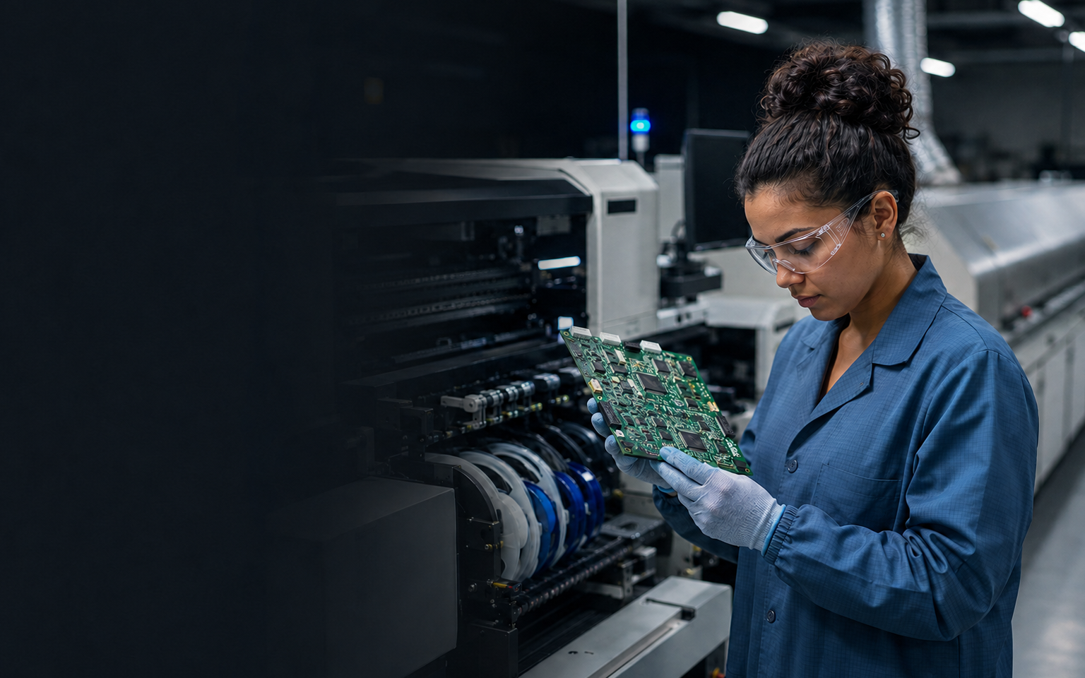 Surface Mount Assembler working safely in a representative workplace
