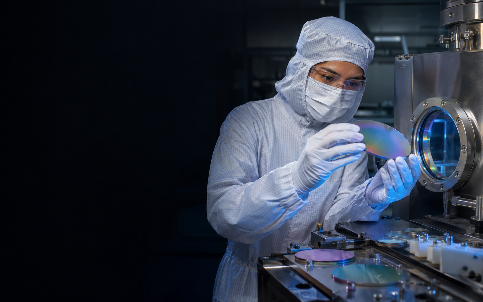 Thin Film Technician working safely in a representative workplace
