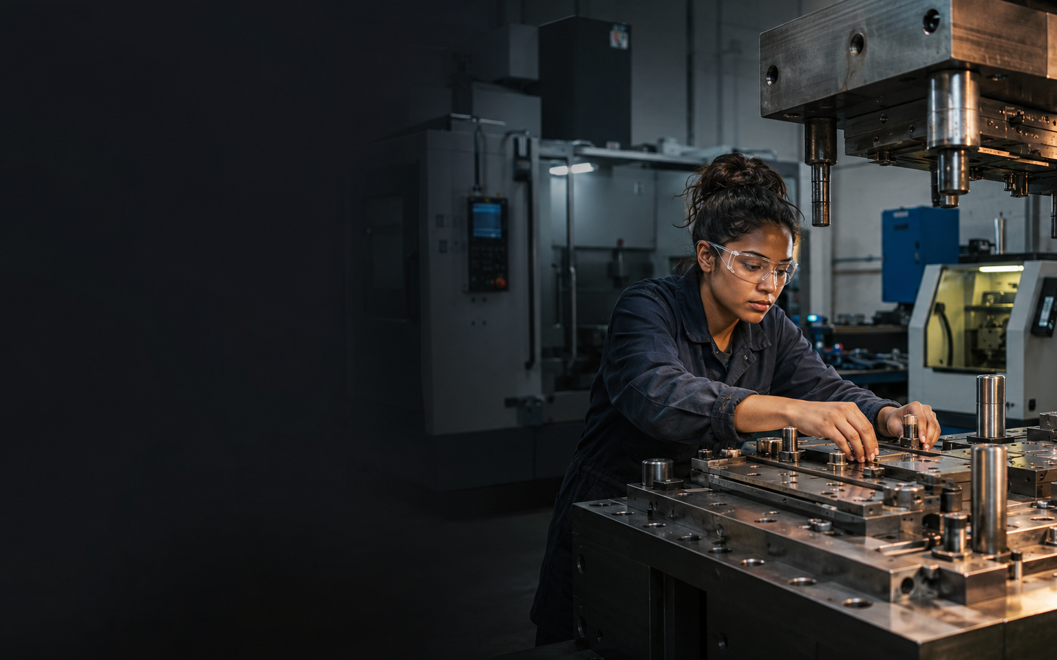 Tool and Die Maker working safely in a representative workplace