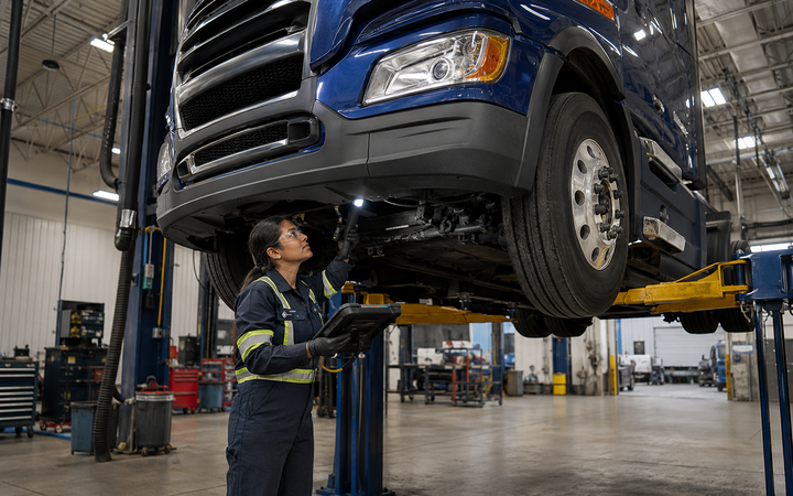 Truck and Coach Technician working safely in a representative workplace
